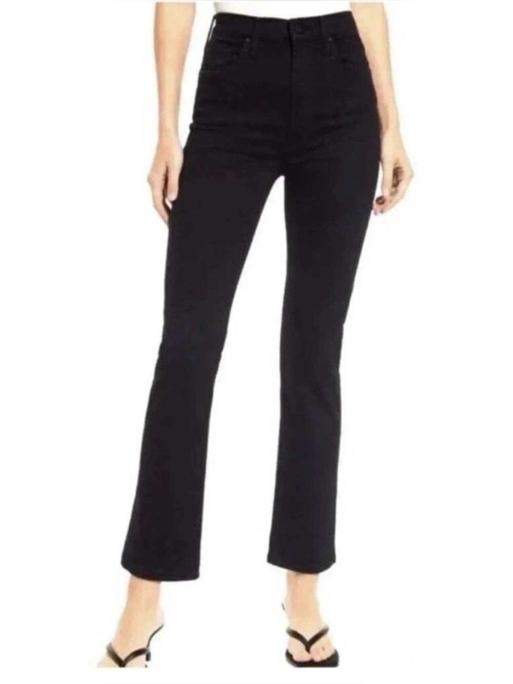 Mother Jeans Black Denim The Hustler Ankle Fray Not Guilty Straight Leg Size 23